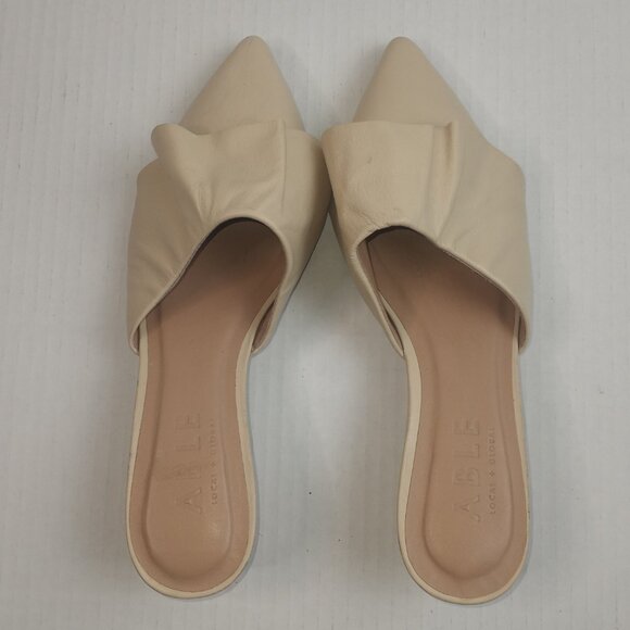 ABLE Local + Global Cream Pointed Toe Slip On Kitten Heels - Picture 4 of 6